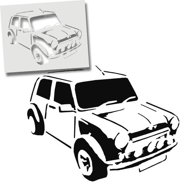 Mini Cooper Stencil, vintage Retro Iconic, Home Decor & Art Stencil pour peindre les murs, les tissus et les meubles - Réutilisable - Par Ideal Stencils