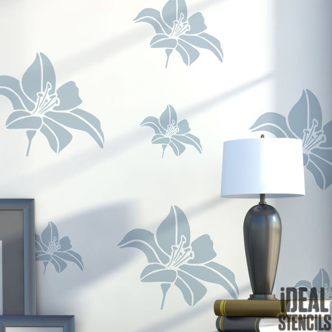 Lily Flower Stencil, Home Decor for Walls, Fabrics, Furniture