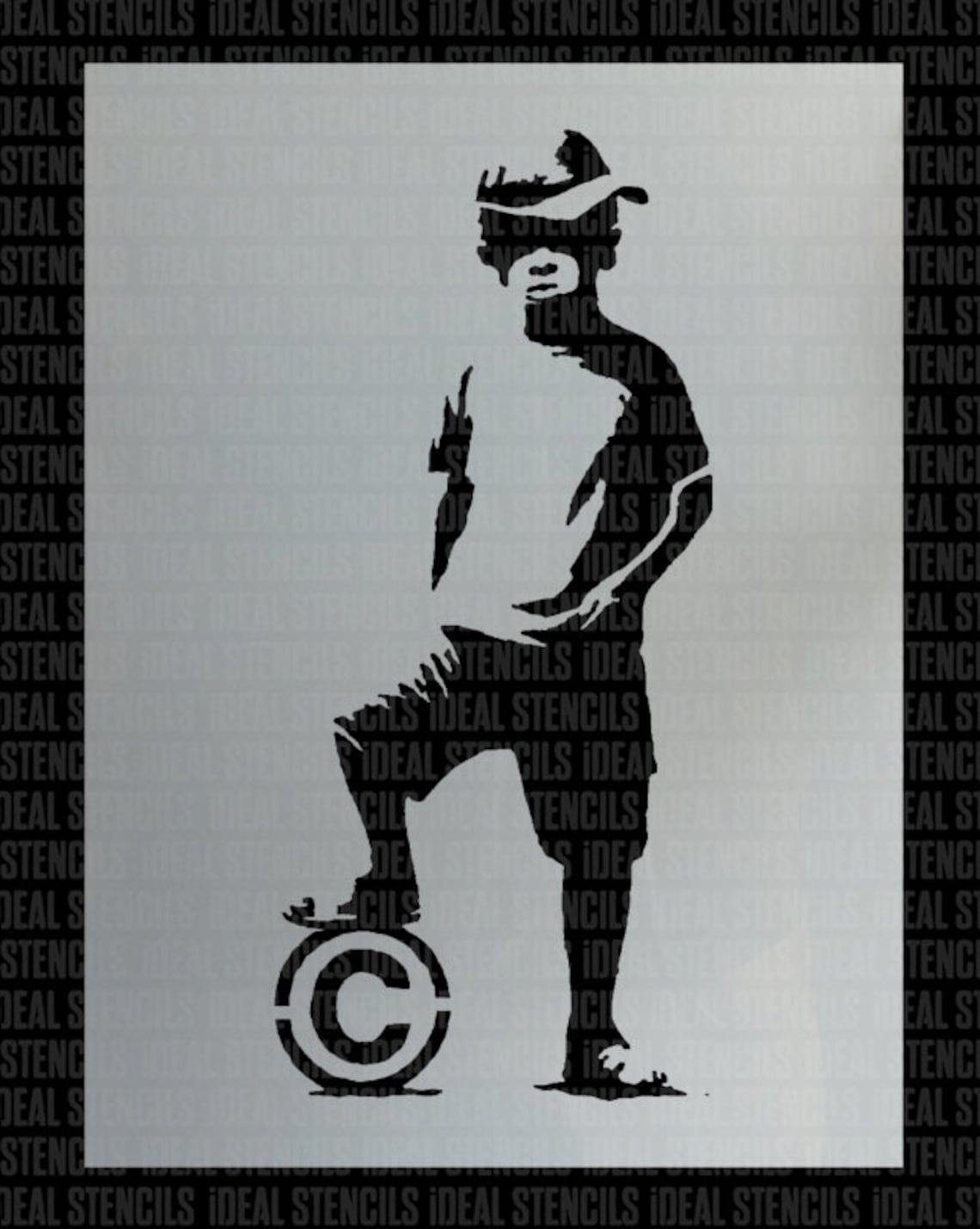 BANKSY STENCIL Copyright Boy Ball Stencil. Reusable Graffiti Etsy