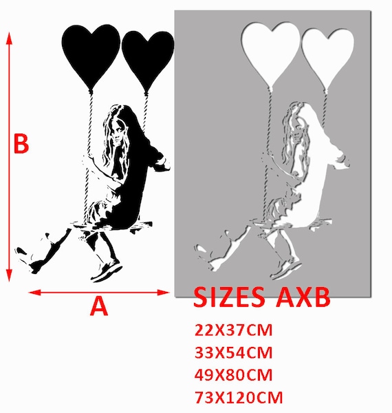 バンクシーのバルーンガールスイングステンシル：再利用可能なホーム