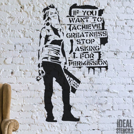 BANKSY STENCIL If You Want to Achieve Greatness Girl Spray Painting,  Home Decor, Paint Walls & More, Size Options Ideal Stencils 