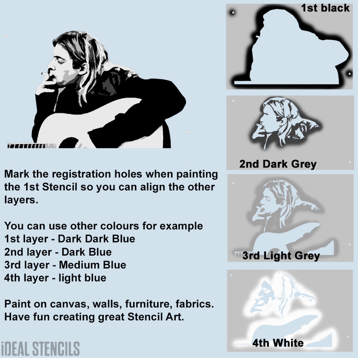 Kurt Cobain Multi Layer Stencil Wall Art Portrait Home Etsy kurt-cobain-multi-layer-stencil-wall-art-portrait-home-etsy
