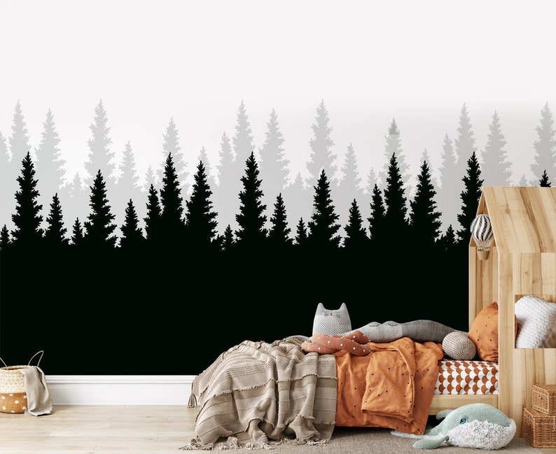 pine tree mountain nursery wall decor stencil