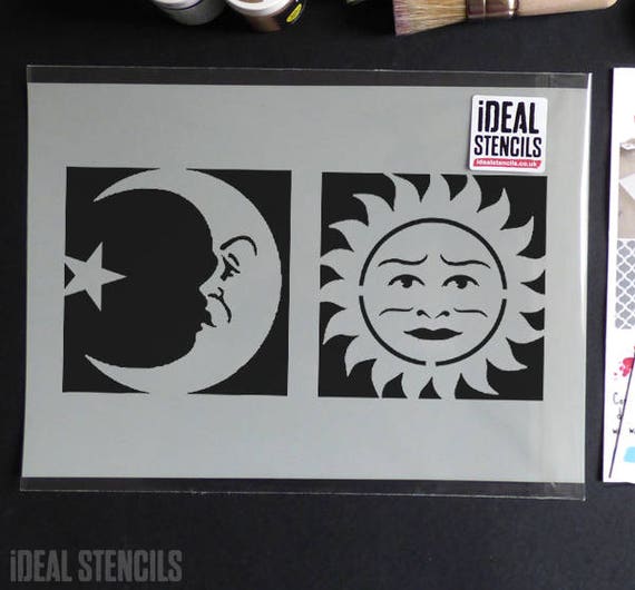 Celestial Sun Moon Face Stencils Art Craft And Decorating Etsy
