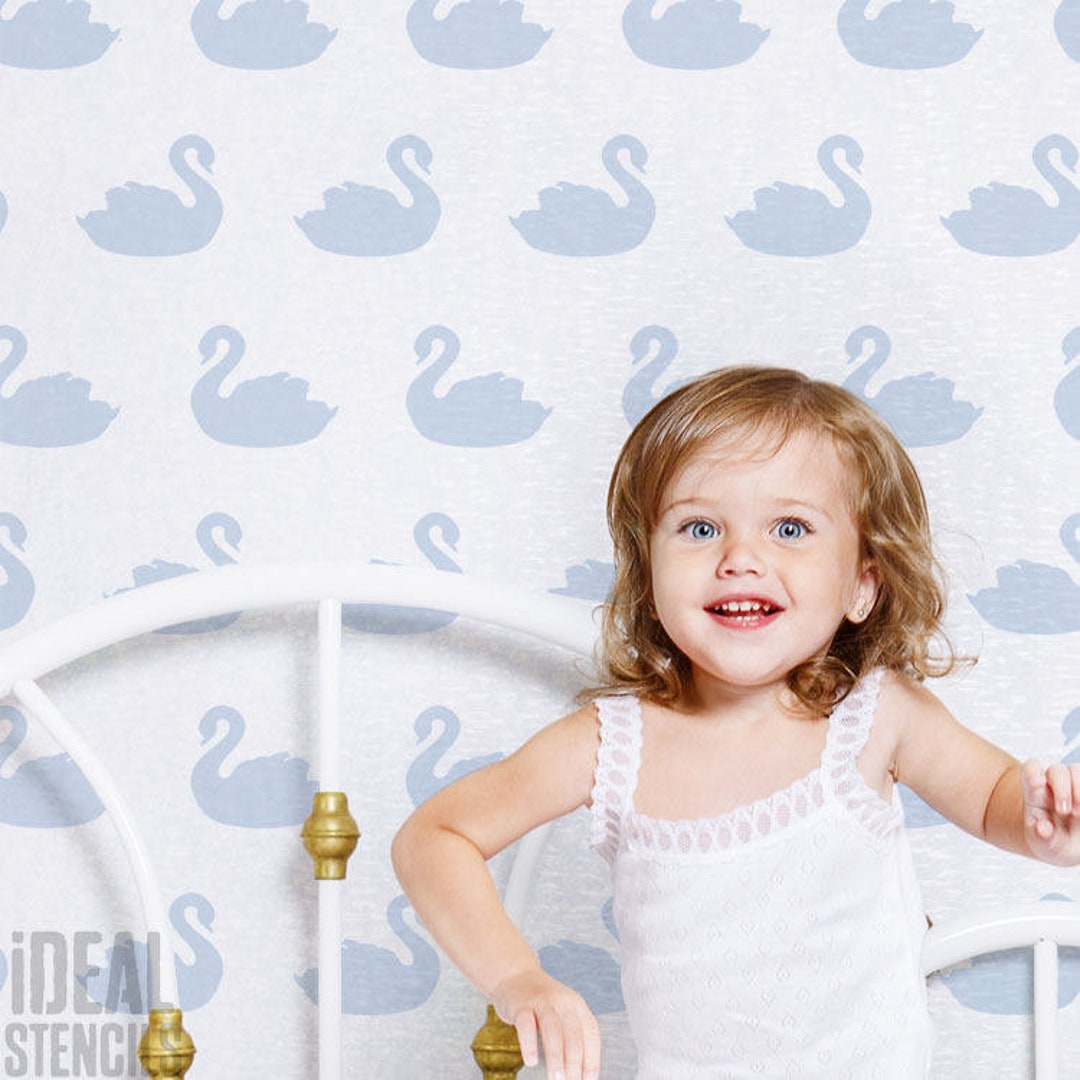 Swan Nursery Stencil, Home Decor Large Nursery Pattern Stencil, Painting Stencil for Walls
