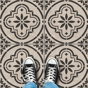 Alhambra TILE STENCIL - Revamp old Tiles, Patio Slabs and floors using Stencils,  Paint faux tile patterns on any surface, Home decor,