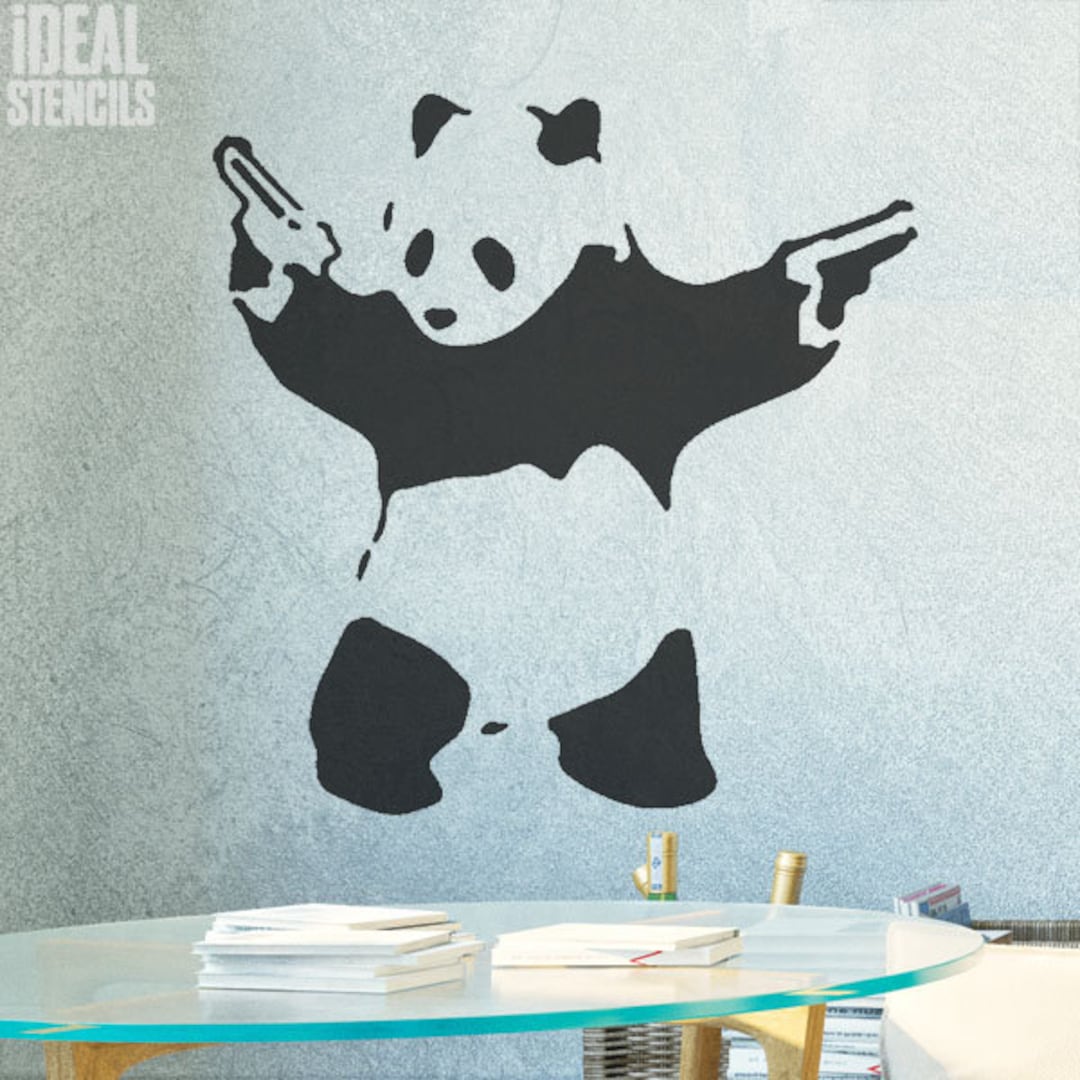 Banksy Pandamonium STENCIL, Panda Guns Wall ART Stencil, XL, Banksy ...