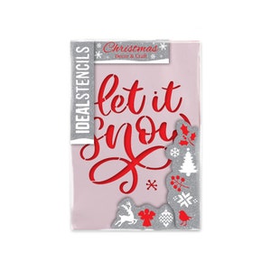 Let it Snow Text Stencil,  Paint Decorate and embellish many projects this festive season using stencils