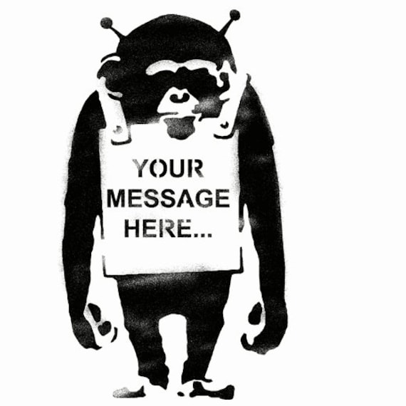 Banksy Monkey Sandwich Board Stencil: Reusable Mylar Graffiti Art