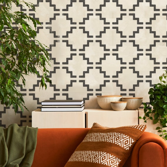 STRUCTURE Geometric Moroccan Pattern Stencil, Home Decorating Pattern Stencil,  Paint Cost Effective Unique DIY Wallpaper 
