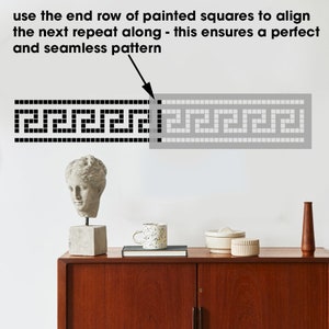 BYZANTINE Greek Key Wall Border Pattern Stencil, Mosaic Pattern