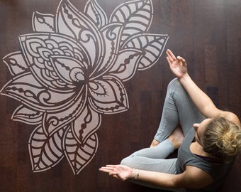 Lotus Mandala Stencil, Decorative Lotus Stencil, Yoga Meditation Room Home Decor Stencil,  Paint Walls  & Floors,  Reusable