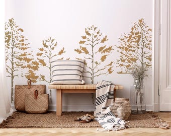 Tree Forest Wall Stencil Set: Woodland Mural Decor (Reusable)