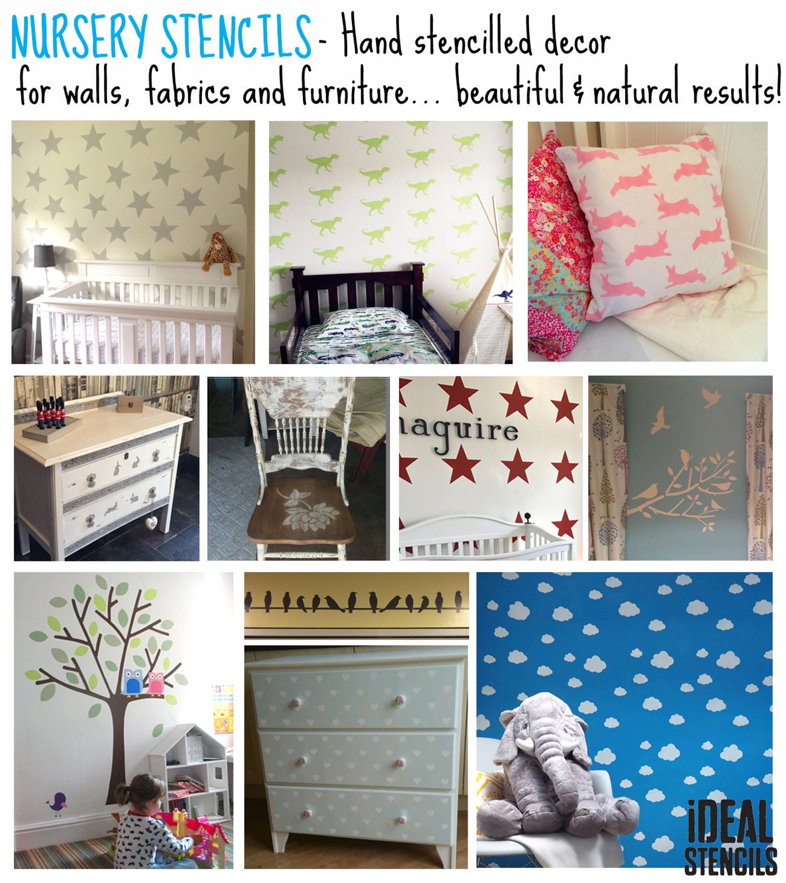 Butterfly Nursery Stencil 2 layer detail Stencil Home ...