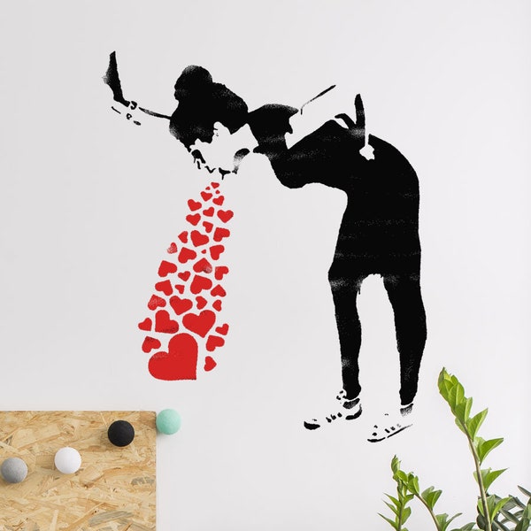 BANKSY Love Sick Girl Schablone - Wohnkultur Graffiti Kunst, Malerei Schablone für Wände, Stoff, Möbel, wiederverwendbar, Größenoptionen