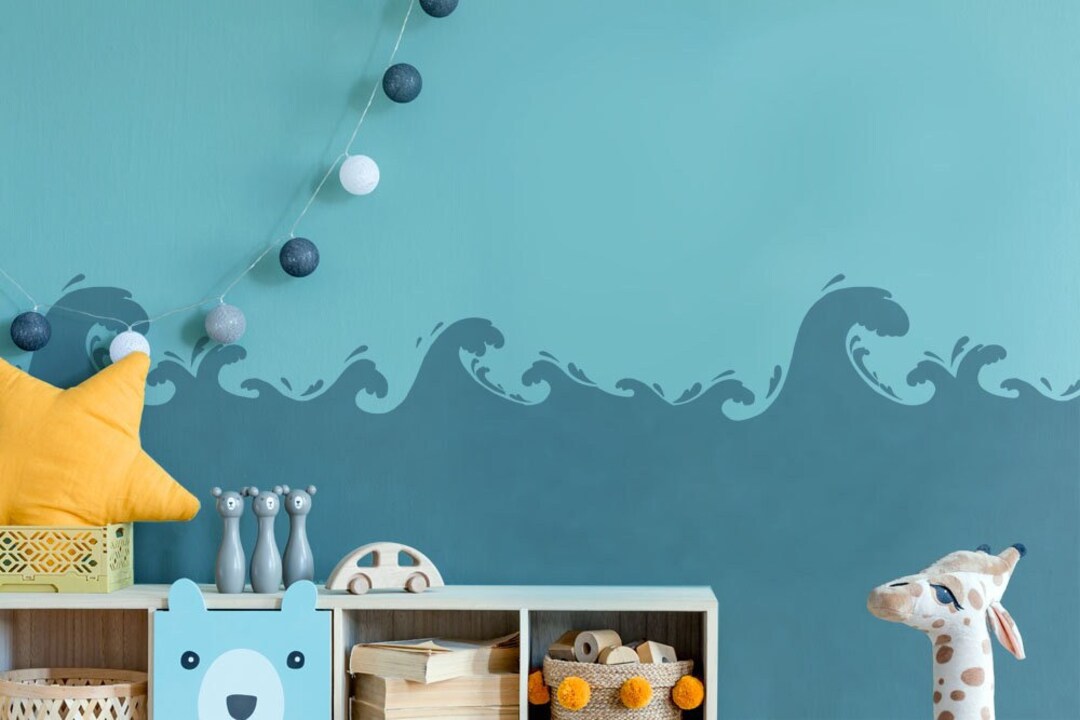 STORMY SEA Wave Wall Border Stencil, Paint Perfect Wave Nursery Kids