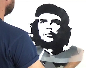 BANKSY STENCIL - Che Guevara Stencil - Home Decor Art Craft -Paint Walls, Fabrics - Furniture - Size Options - Reusable | Ideal Stencils