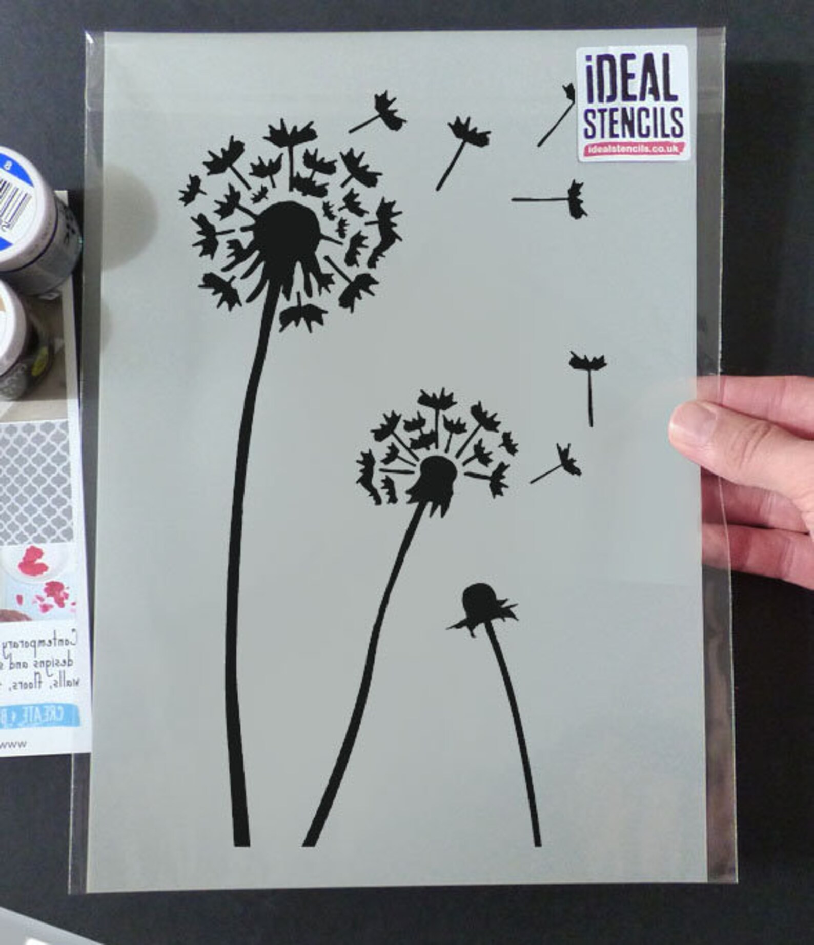 Pochoir Réutilisable Fleur Pissenlit Mylar 190 - Pour Airbrush, Peinture Murale, Décoration