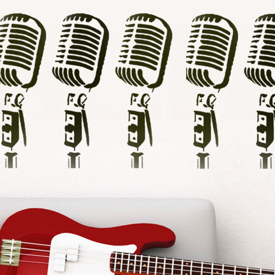 Retro Microphone Stencil Paint Walls Fabrics and Furniture - Etsy Hong Kong