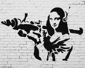 Stencil Banksy Mona Lisa Bazooka: Reusable Spray Paint Stencils