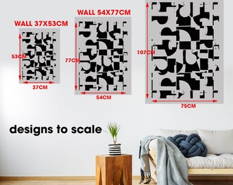 FRANZ Abstract Wall Pattern STENCIL, Paint Modern Abstract Expressionist  wall