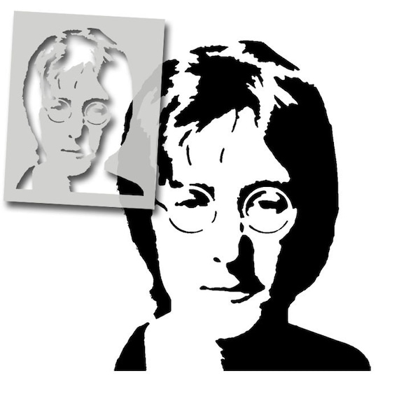 A black and white art, portrait, stencil logo