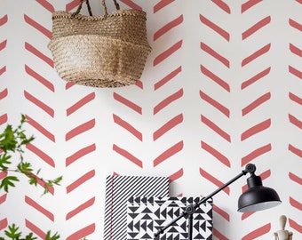 Herringbone Pattern Wall Stencil: 'BODEN' Scandinavian Nursery Decor