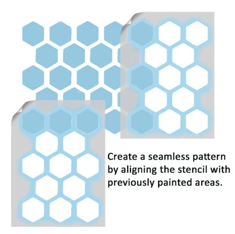 Honeycomb pattern STENCIL, Wall Painting Home Decor, Decorate Walls Floors Fabrics & Furniture, Reusable Home Decor and Craft Stencil image 3
