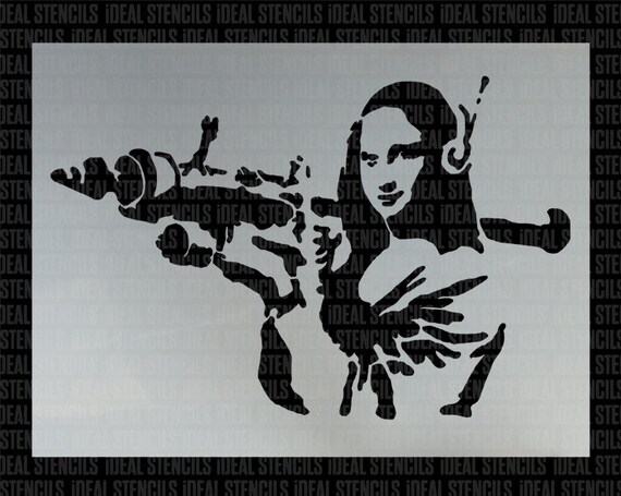 Stencil Banksy Mona Lisa Bazooka: Reusable Spray Paint Stencils for Street  Art Walls and DIY Craft Banksy Rocket Mylar Small & Big Stencils 