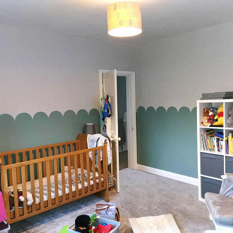 Scallop Border Wall Stencil Nursery Room Decor Large Modern Etsy UK