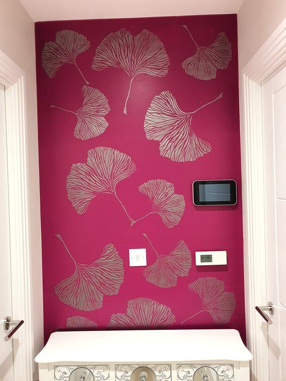 Ginkgo Chinese Leaf Stencil//Botanical Home Decor Stencil Paint Bespoke Wallpaper Effect with Stencils DIY Stencils S// 26X29CM // 10.2X11.5 Ideal Stencils