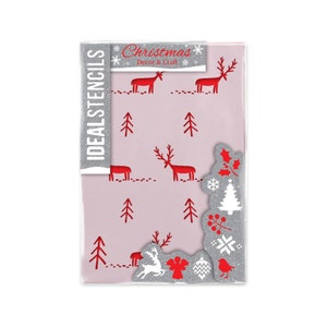 Hand Drawn Reindeer and Christmas Tree Stencil  - Festive Decor & Craft
