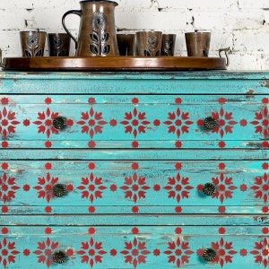 Moroccan Motif Floor Tile Stencil, Paint floors and more with this reusable Mylar Stencil, Custom sizes and designs available