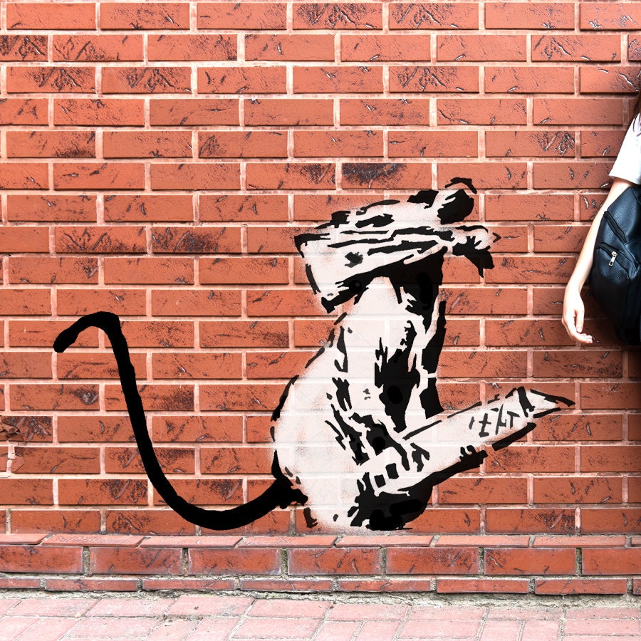 Banksy Rat With Knife Stencil, Graffiti Wall Art Painting Banksy Rat With Knife Stencil, Graffiti Wall Art Painting