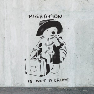 Banksy Migration is not a Crime Stencil,  Large Painting Stencil,  Interior & Exterior Wall Painting Stencil, Home Decor, Art, Reusable