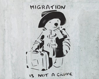 Banksy Migration is Not a Crime Stencil: Reusable Wall Decor
