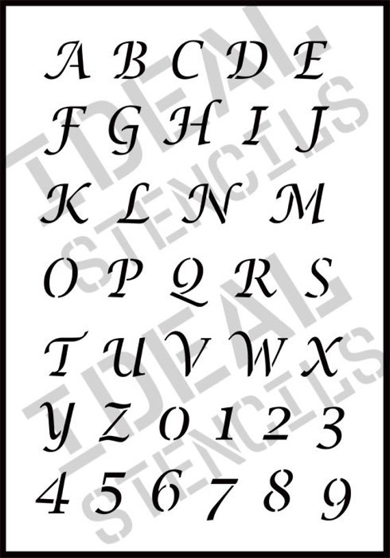 ALPHABET LETTER STENCIL, Calligraphy Stencil, A-Z, 0-9 Stencil