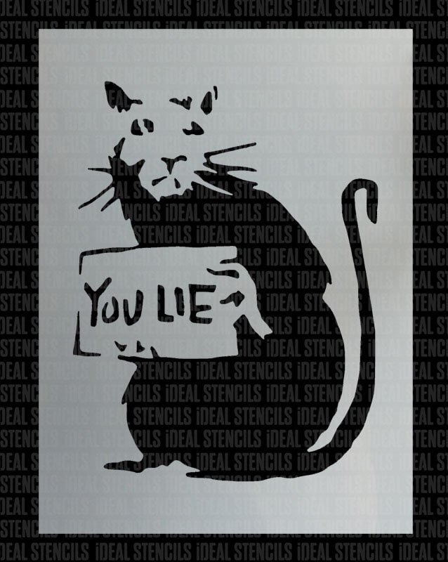 Banksy Rat Stencil: You Lie Graffiti Art, Reusable Mylar Stencil