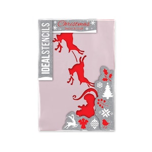 CHRISTMAS Santa Sleigh & Reindeer STENCIL , Festive Craft Art Stencil, Reusable Painting Stencil: Boxes, Bags, Signs, Window Displays