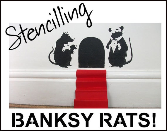 バンクシーのネズミのステンシル：再利用可能なホームデコレーション