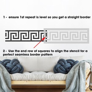 MOSAIC Greek Key Wall Border Pattern Stencil, Large Painting Stencil