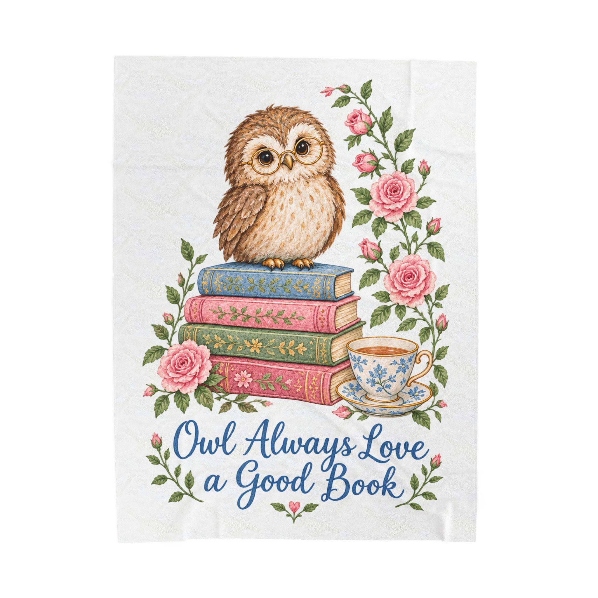 Owl Always Love a Good Book Velveteen Plush Blanket
