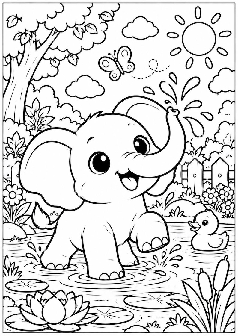 Cute Animal Coloring Book for Kids Ages 3+ | 24 Printable Animal