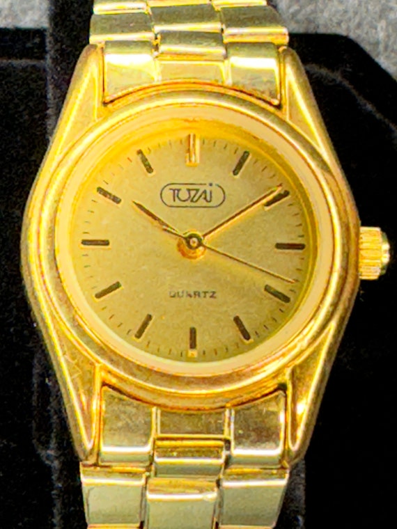 Ladies 23mm Tozaj rare quartz vintage gold wristw… - image 2