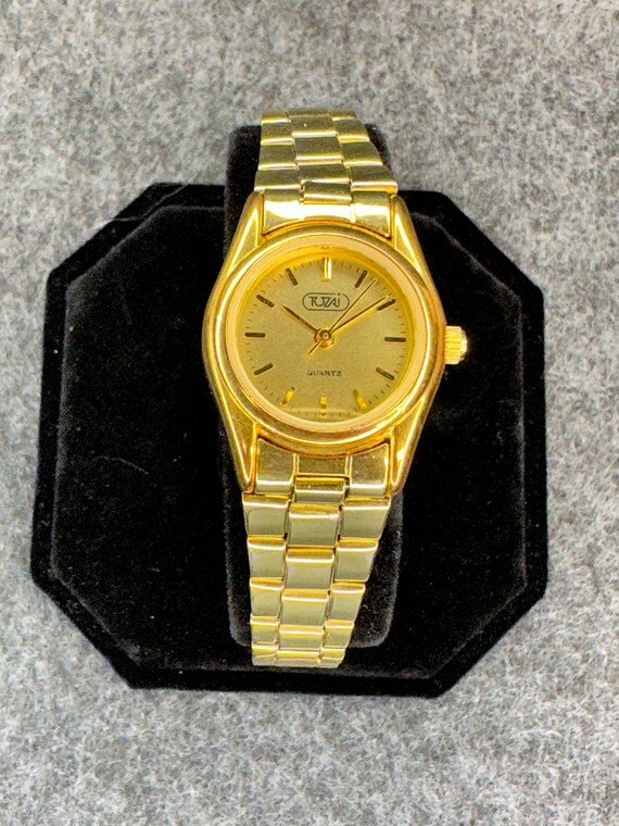 Ladies 23mm Tozaj rare quartz vintage gold wristw… - image 1