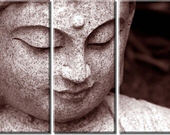 Framed Huge 3-Panel Buddha Spiritual Zen Art Canvas Art Print - Ready to Hang