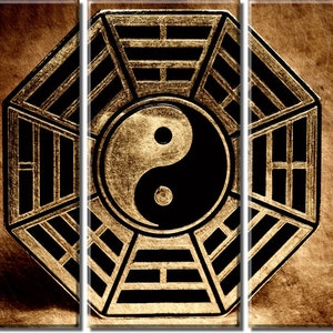 Framed Huge 3-Panel Yin Yang Spiritual Zen Art Canvas Art Print - Ready to Hang
