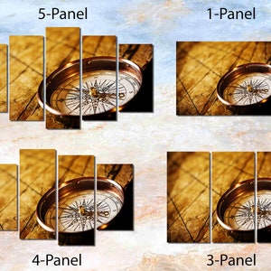 Ingelijste Canvas Art - Adventure Compass Vintage Kaart - Klaar om op te hangen