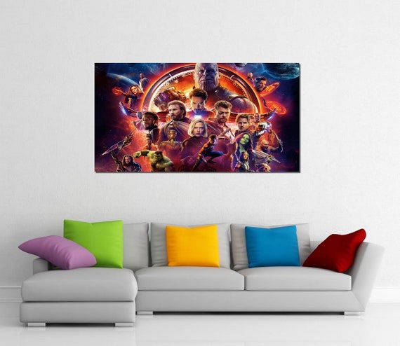 Framed Avengers Infinity War Avengers Wall Art Iron Man Hulk Thor Captain America Thanos Wall Canvas Art