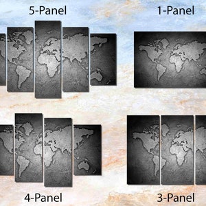 Ingelijste Canvas Art - Wereldkaart Reiskaart Zwart-wit Steen textuur - Klaar om op te hangen